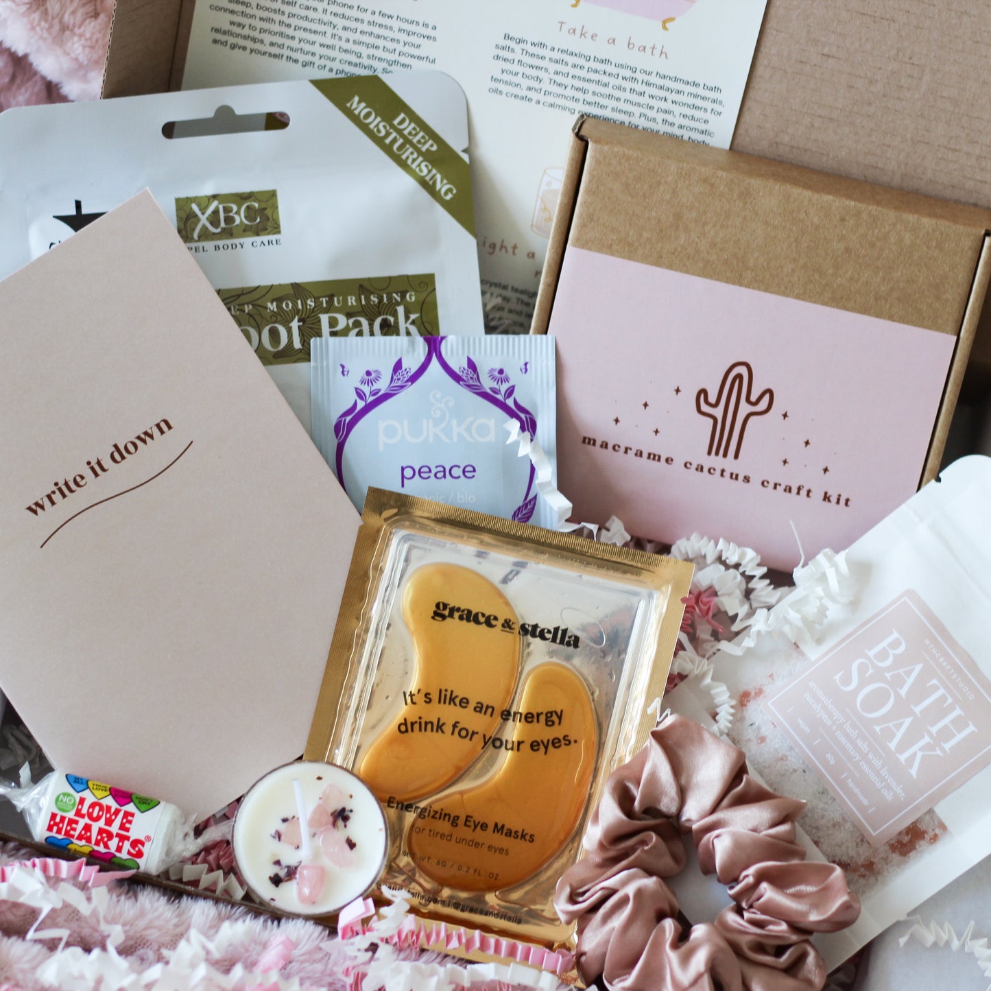 Cosy Self Care Hamper with Macrame Cactus Craft Kit