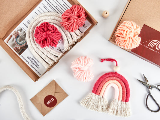 Make Your Own Mini Blush Rainbow Macrame Craft Kit